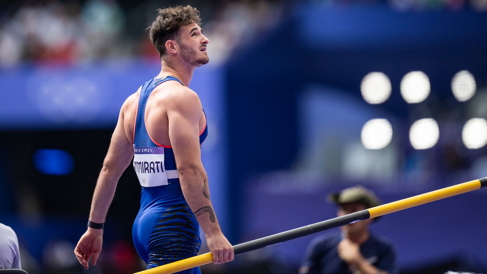 Anthony Ammirati competing in Men's Pole Vaulting during the Paris Olympic Games.