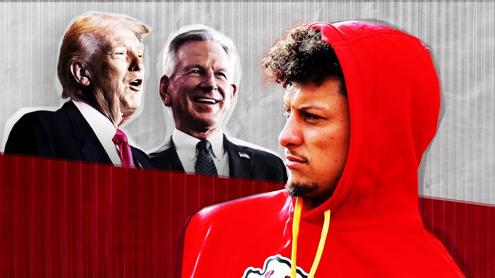 Donald Trump, Tommy Tubeville and Patrick Mahomes