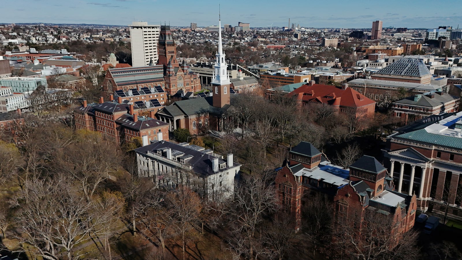 Aerial view of Harvard University.
