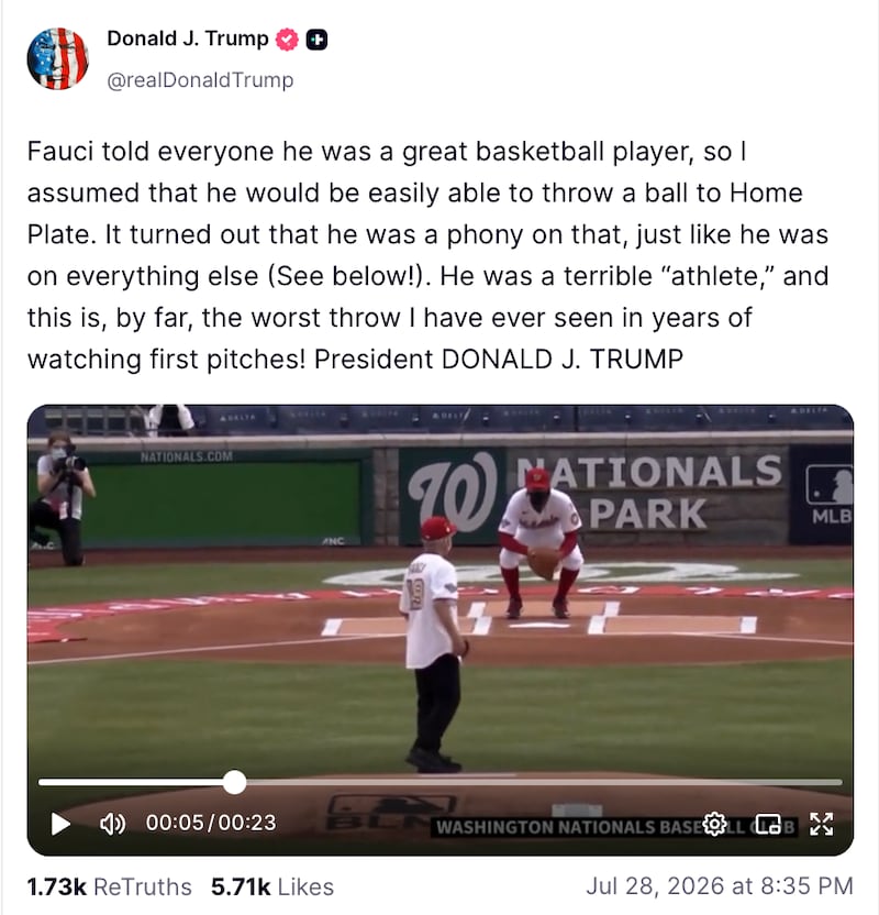 Trump still has ill will toward Fauci, using a six-year-old video to criticize him.