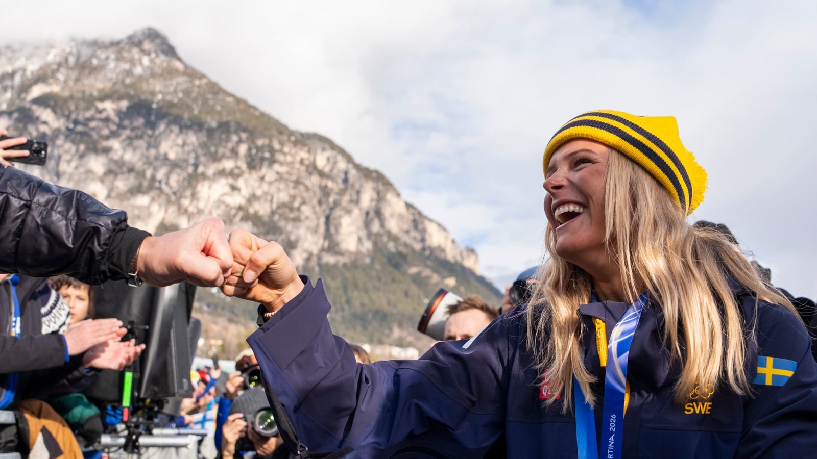Frida Karlsson (SWE) wins the gold medal in the women's 10 km + 10 km Skiathlon cross-country skiing event at the Milano Cortina 2026 Winter Olympics at the Tesero Cross-Country Skiing Stadium on 7 February 2026 in Val di Fiemme, Italy. (Photo by Andrzej Iwanczuk/NurPhoto via Getty Images)