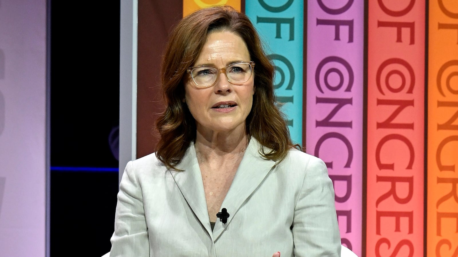 WASHINGTON, DC - SEPTEMBER 06: Supreme Court Justice Amy Coney Barrett discusses her new book at the Library of Congress 2025 Book Festival on September 06, 2025 in Washington, DC. (Photo by Shannon Finney/Getty Images)
