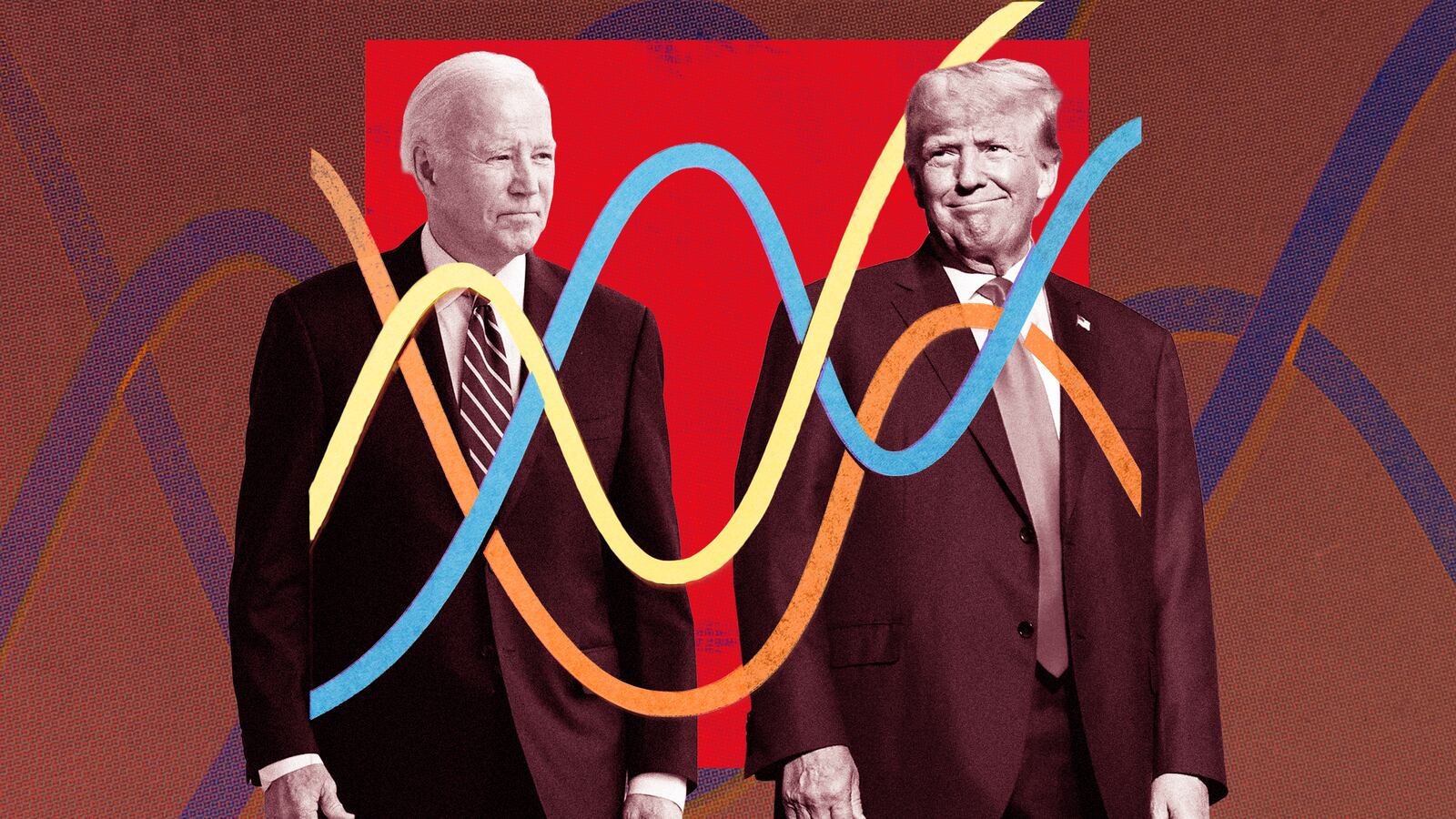 A photo illustration of President Biden and former President Trump.