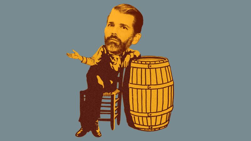 Donald Trump Jr.'s head on top of the old Cracker Barrel logo