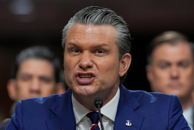 U.S. Defense Secretary Pete Hegseth testifies before a Senate Armed Services Committee hearing on U.S. President Donald Trump's FY2027 budget request for the Department of Defense on Capitol Hill in Washington, D.C., U.S., April 30, 2026. REUTERS/Ken Cedeno     TPX IMAGES OF THE DAY