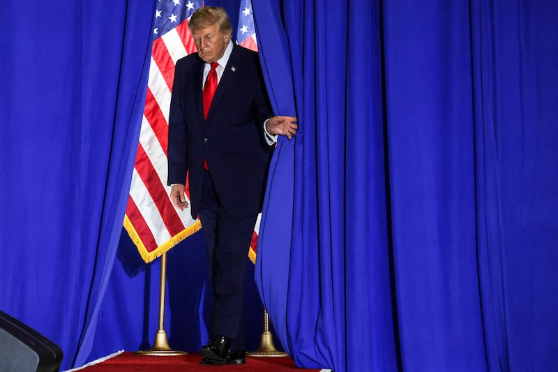 President Donald Trump participates in a midterm election rally for Oklahoma Republican gubernatorial candidate Mike Mazzei at the Choctaw Event Center in Durant, Oklahoma, US, October 1, 2026.