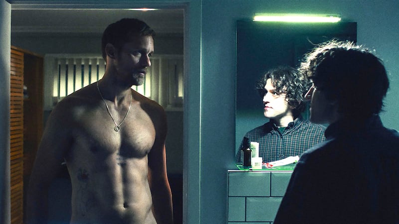 Alexander Skarsgård and Harry Melling in Pillion.