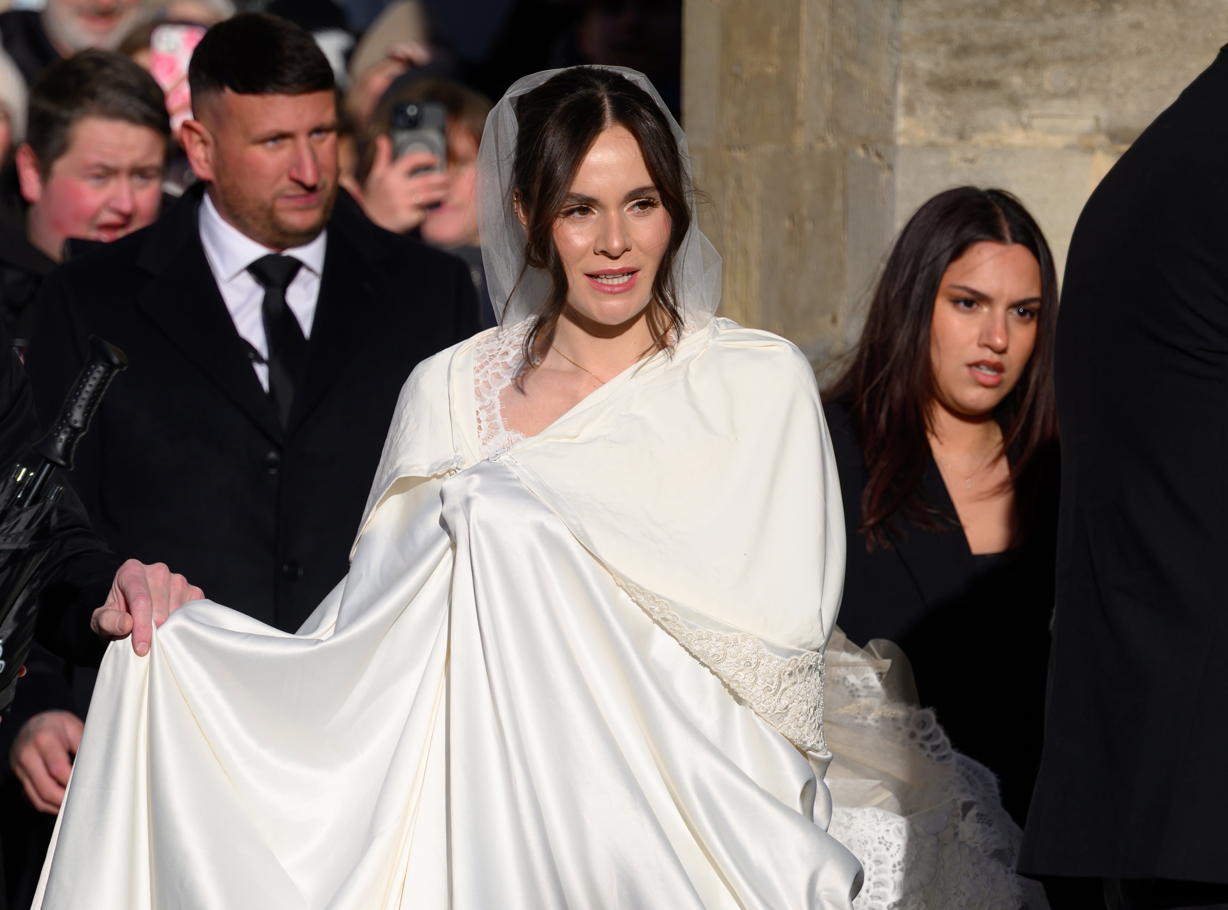 Holly Ramsay arrives for her wedding to Adam Peaty at Bath Abbey on December 27, 2025 in Bath, England.