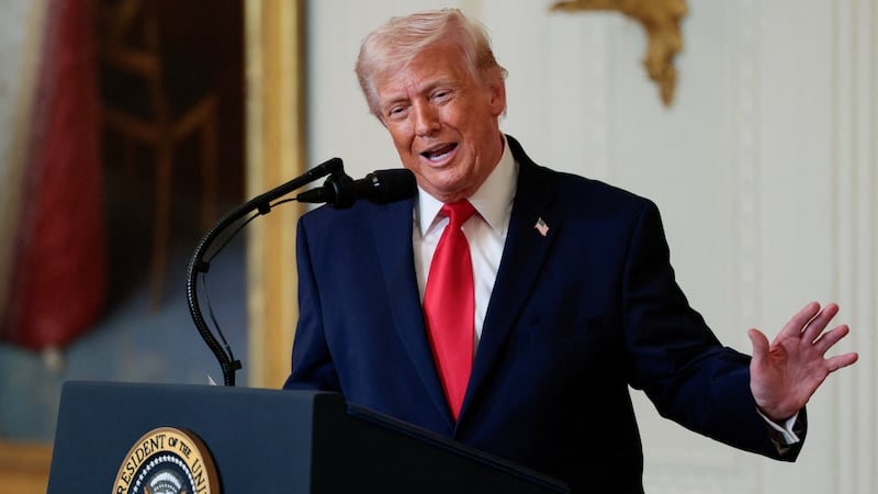 U.S. President Donald Trump speaks during a Women's History Month event, in the East Room of the White House in Washington, D.C., U.S. March 12, 2026. REUTERS/Evan Vucci