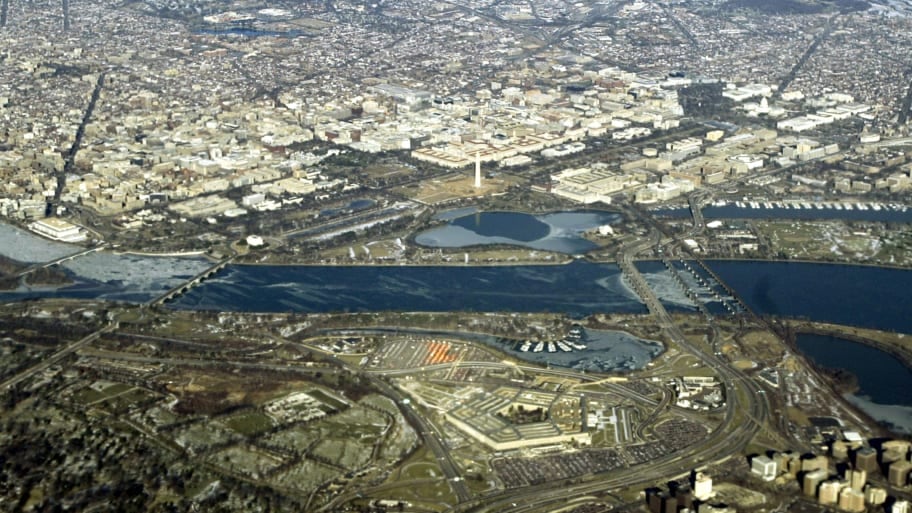 An aerial view of Washington, D.C.