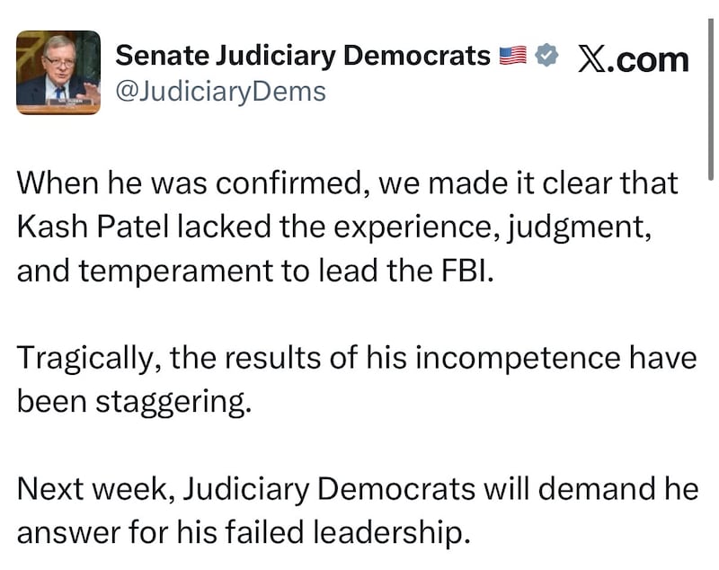 senate judiciary democrats kash patel