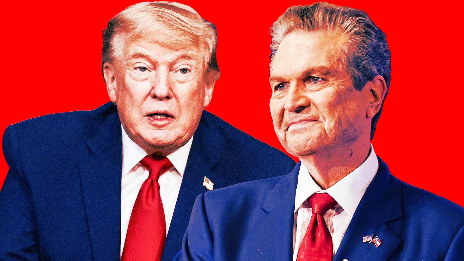 A photo illo illustration of Trump and Rick Jackson.
