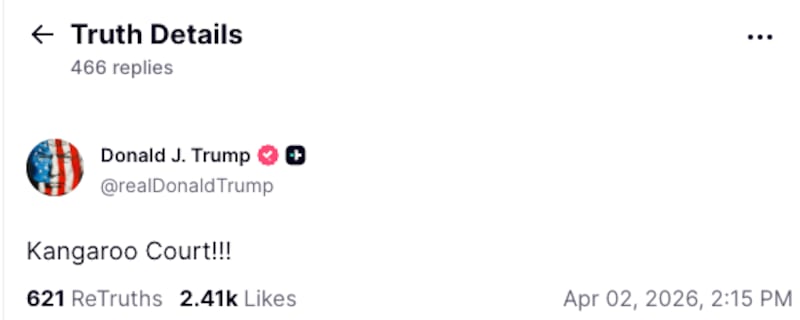 Trump Truth Social post