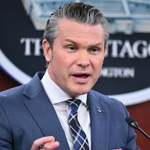 Defense Pete Hegseth speaks during a news conference at the Pentagon in Washington, DC, on March 19, 2026.