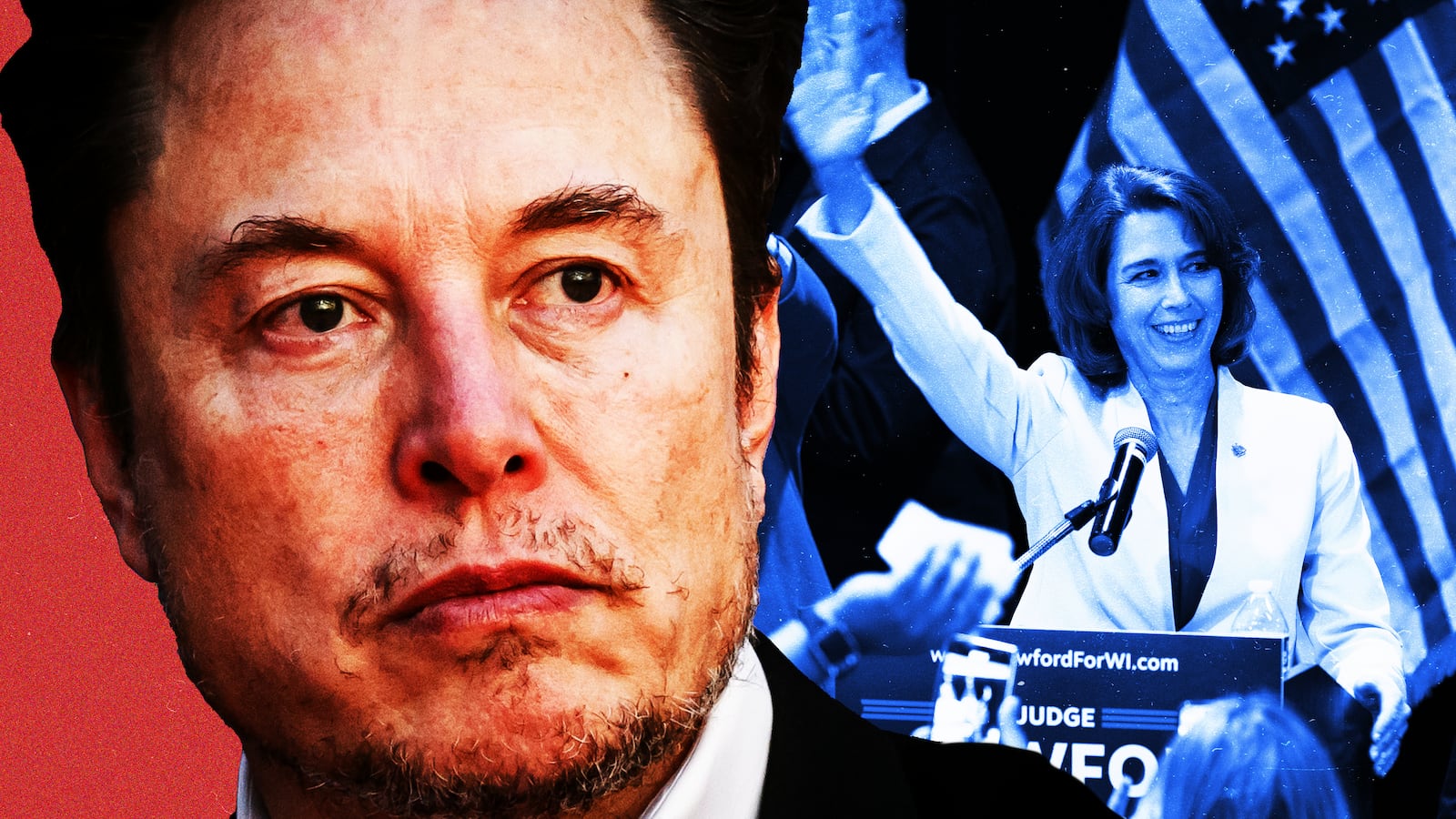 Elon Musk, Susan Crawford photo illustration