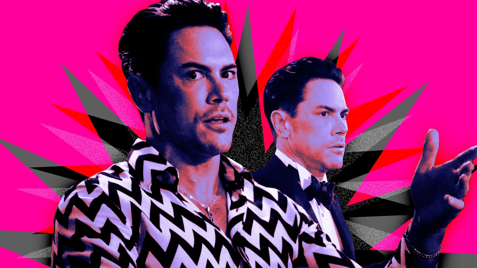 A photo illustration of Tom Sandoval on Vanderpump Rules.