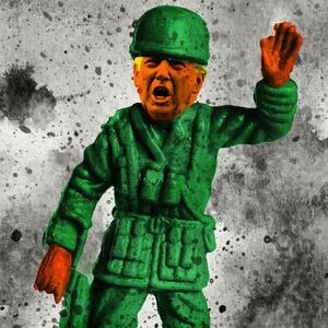 Donald Trump as a green toy soldier