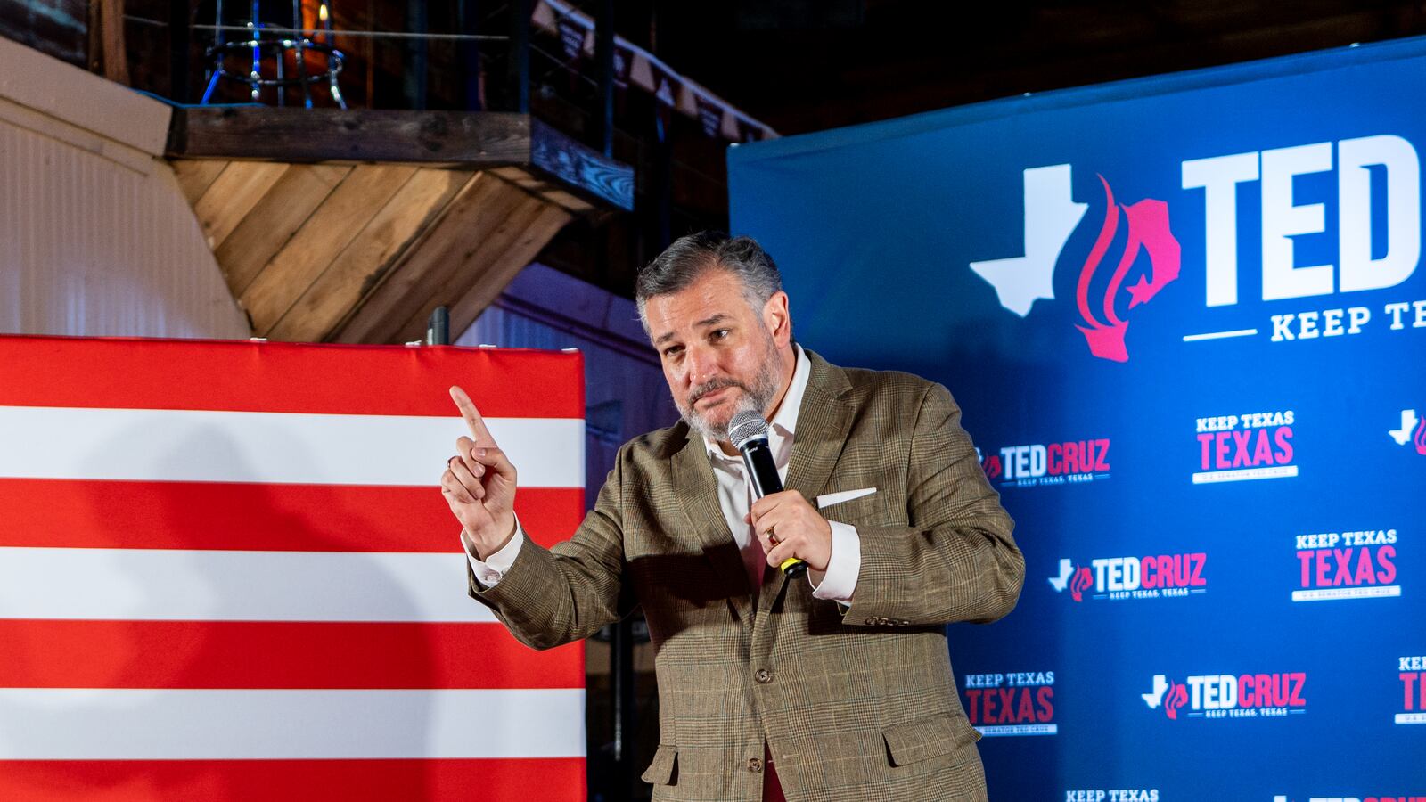 Republican Senator Ted Cruz speaks at a campaign rally in College Station, Texas on October 18, 2024.
