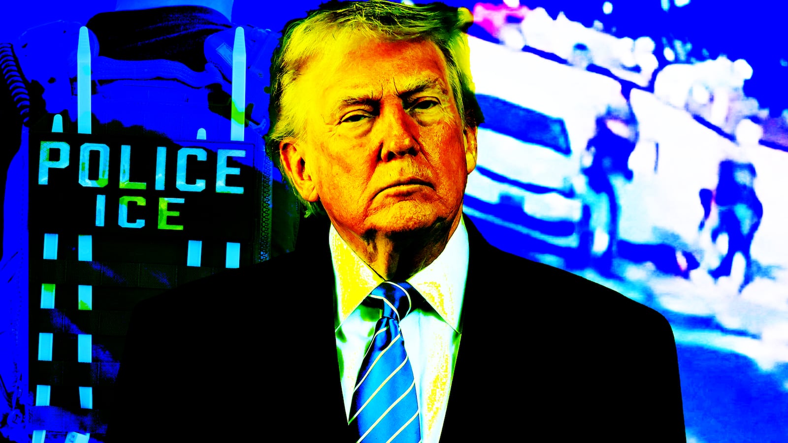 Donald Trump, ICE photo illustration, illo