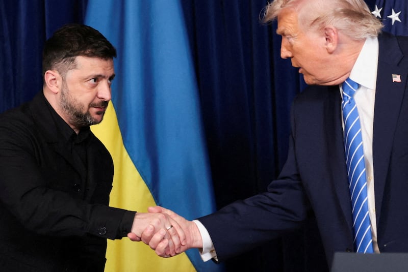 Donald Trump and Ukrainian President Volodymyr Zelensky.