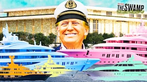 A photo illo illustration of Donald Trump for The Swamp, the Kennedy Center and yachts.