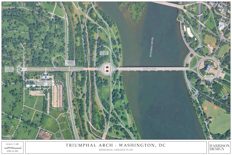Renderings of Trump's Arch by architecual firm Harrison Design