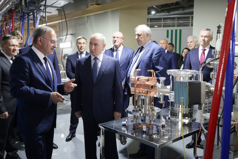 Russian President Vladimir Putin visits the Siberian Circular Photon Source synchrotron radiation facility near Novosibirsk, Russia, August 11, 2026. Sputnik/Gavriil Grigorov/Pool via REUTERS ATTENTION EDITORS - THIS IMAGE WAS PROVIDED BY A THIRD PARTY.