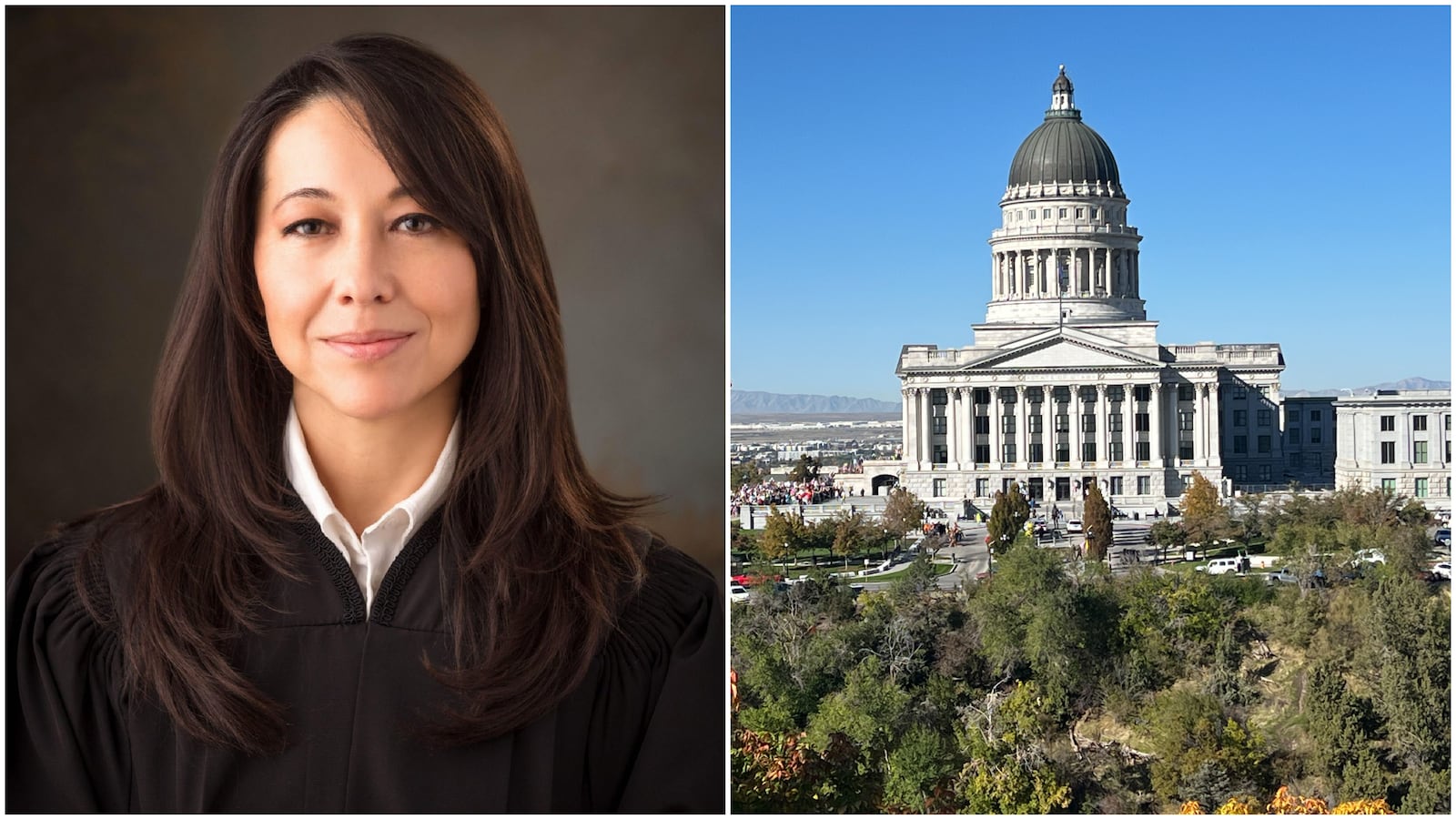 Judge Dianna Gibson and the Utah Capitol building