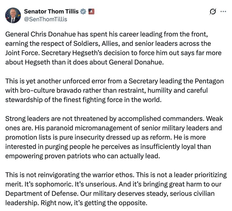 thom tillis pete hegseth