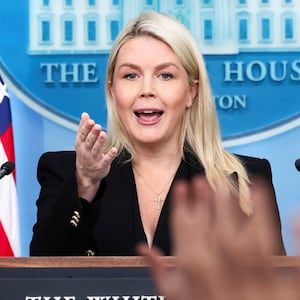 White House press secretary Karoline Leavitt takes questions from media as she holds a briefing at the White House in Washington, D.C., U.S., April 27, 2026. REUTERS/Kevin Lamarque