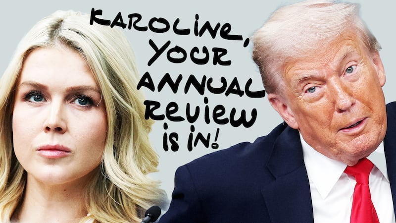 A photo illustration of Donald Trump and Karoline Leavitt.