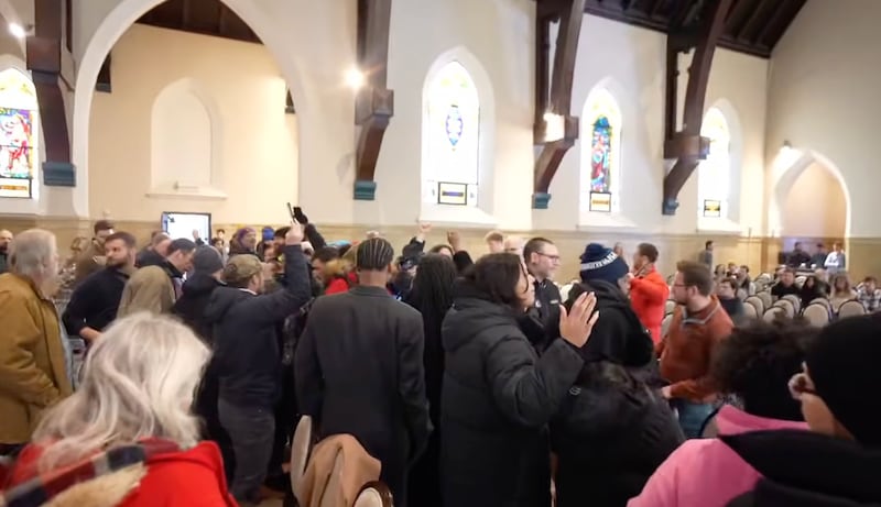 Scenes from the proets inside the church.