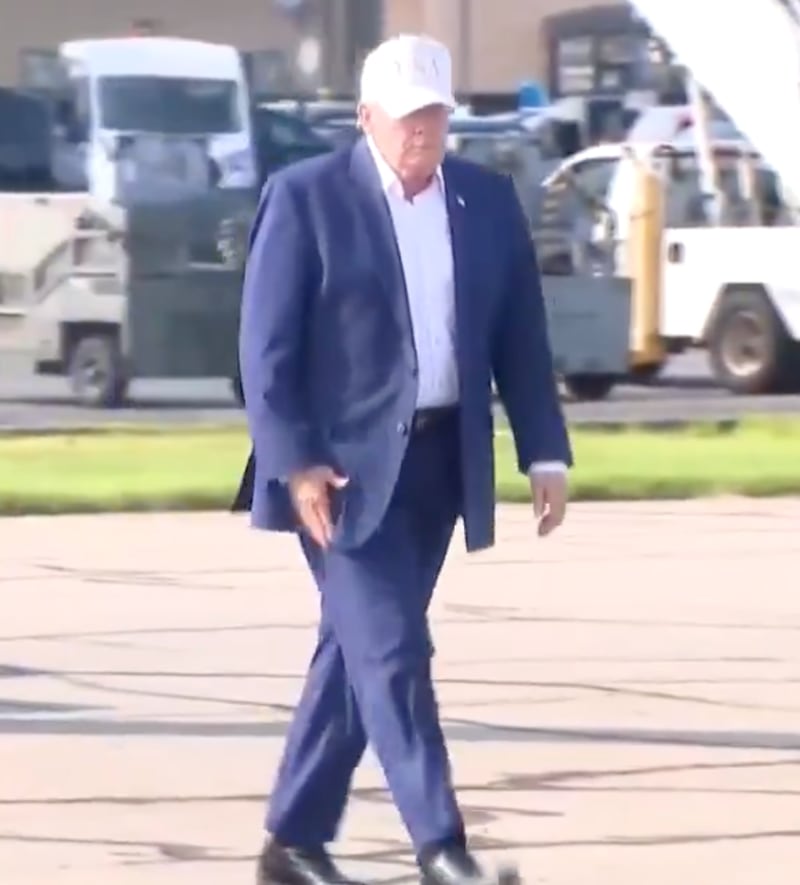 Donald Trump slaps his thigh, sparking health fears.