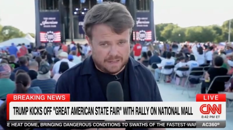 Donie O'Sullivan reporting from the Great American State Fair