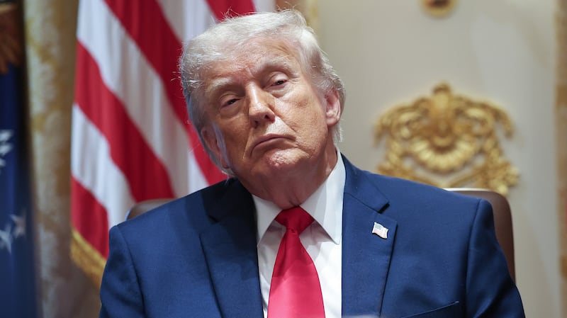 President Donald Trump listens to members of his Cabinet speak during a meeting in the Cabinet Room of the White House on May 27, 2026 in Washington, DC.