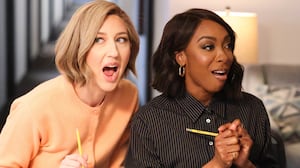Heidi Gardner and Ego Nwodim during the "Bowen's Straight" sketch