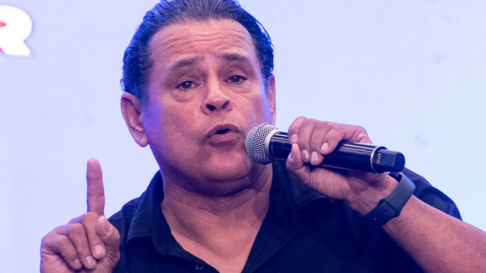 US actor Raymond Cruz speaks during the C2CR Costa Rica Comic Con at the National Convention Center in San Jose on May 4, 2024. (Photo by Ezequiel BECERRA / AFP) (Photo by EZEQUIEL BECERRA/AFP via Getty Images)