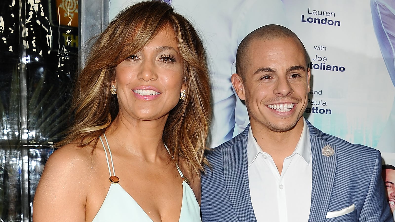 Jennifer Lopez and Casper Smart attend the premiere of "The Perfect Match" at ArcLight Hollywood on March 7, 2016 in Hollywood, California.