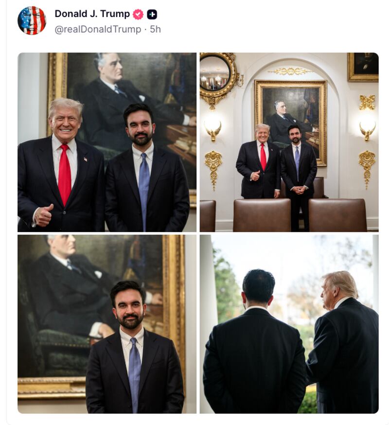 Trump Truth Social post about Zohran Mamdani meeting