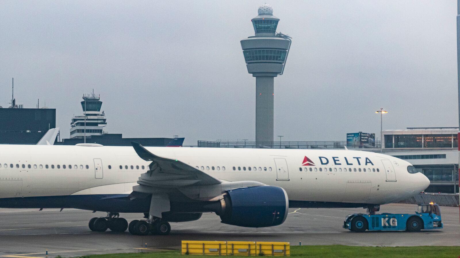 Delta Air Lines Airbus A330-900neo wide body passenger aircraft spotted while towed in Amsterdam Schiphol Airport in Amsterdam, Netherlands on April 11, 2024