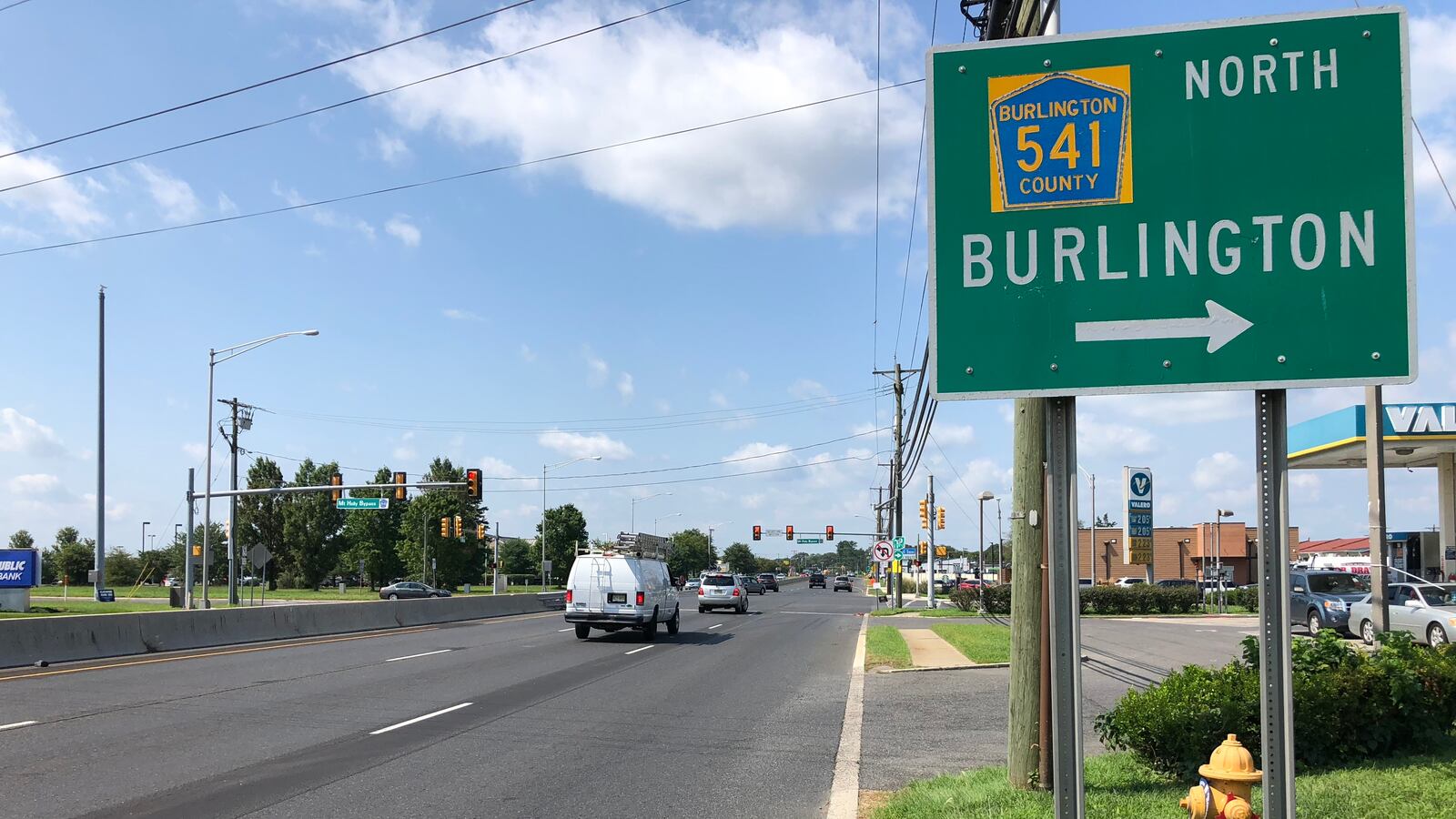 A road sign for Burlington County, New Jersey.