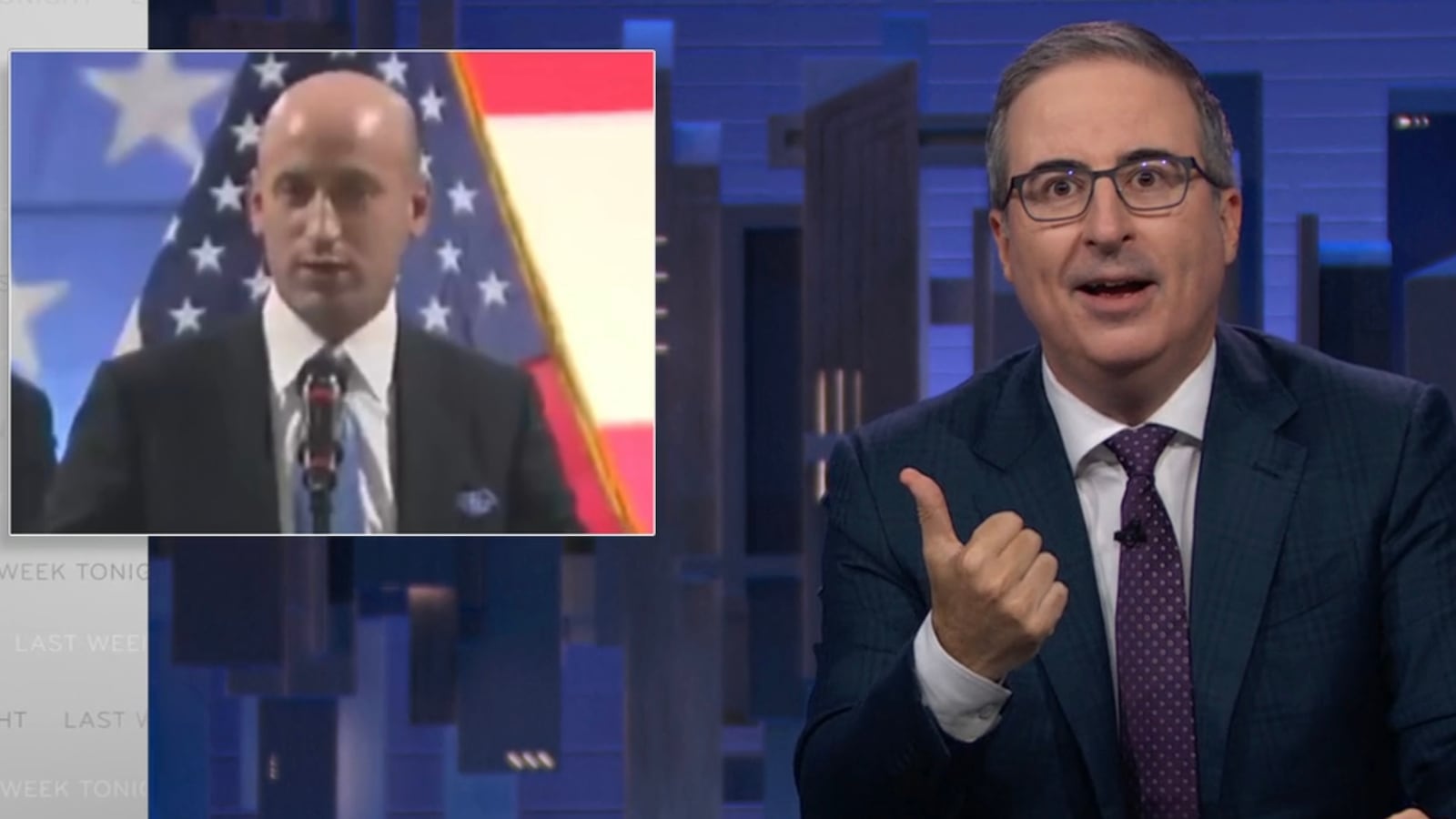 John Oliver slams Stephen Miller on LastWeek Tonight.
