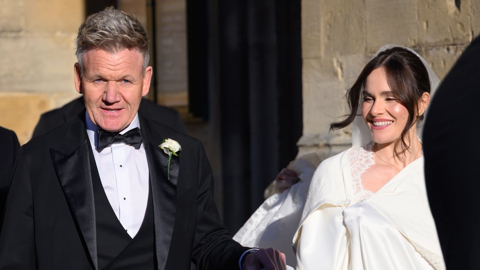 Gordon Ramsay and daughter Holly Ramsay arrive for her wedding to Adam Peaty at Bath Abbey on December 27, 2025 in Bath, England.