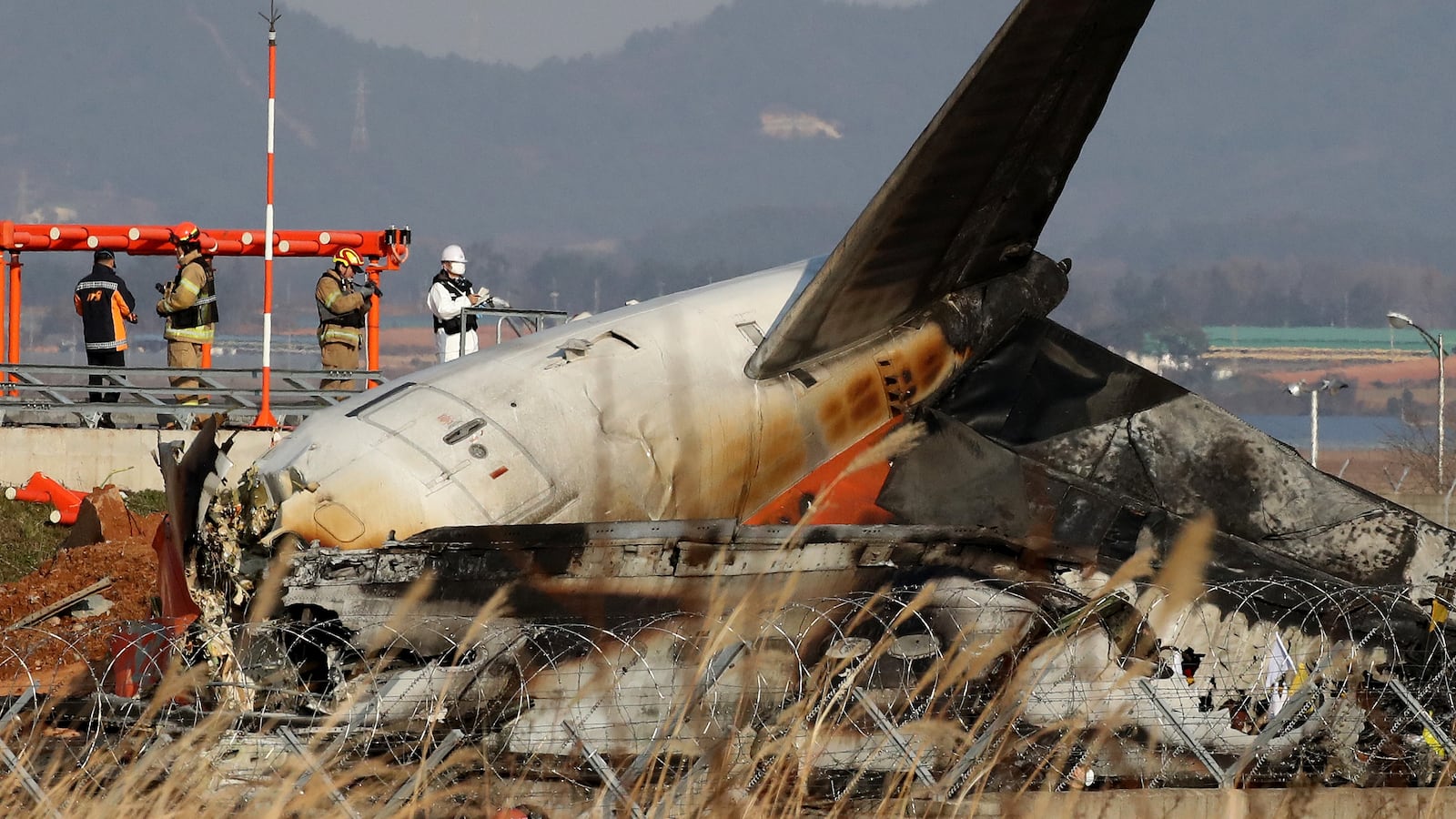 Wreckage of Jeju Air Flight 7C2216.