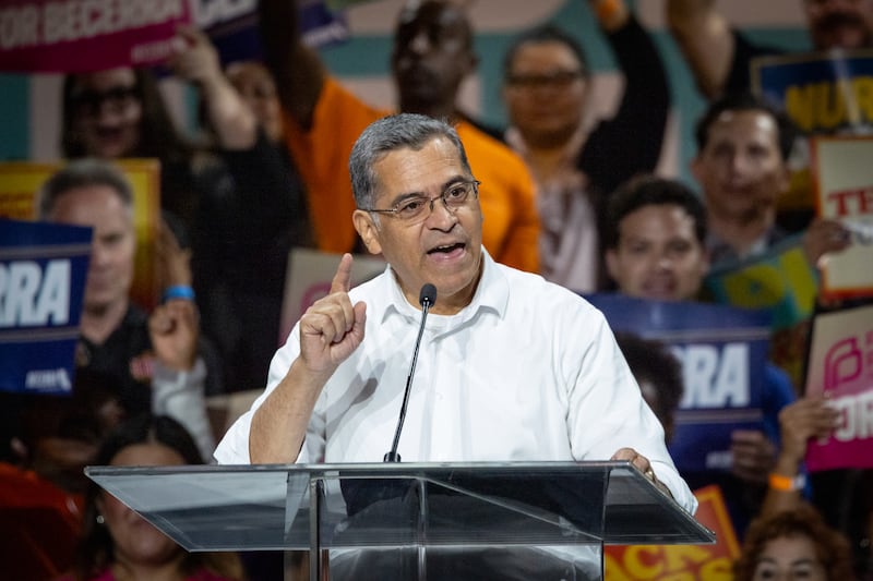 Former HHS Secretary and California AG Xavier Becerra, pictured May 31, surged in the final stretch of the California governor's race primary.