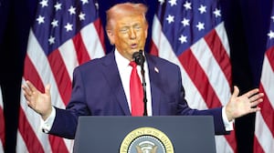 President Donald Trump addresses a House Republican retreat at The John F. Kennedy Center for the Performing Arts on January 06, 2026 in Washington, DC.
