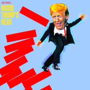 A photo illustration of Donald Trump for Inside Trump's Head podcast.