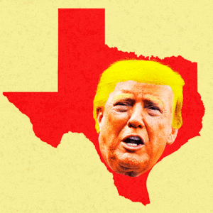 Animated GIF of Trump and Texas state turning red to purple.