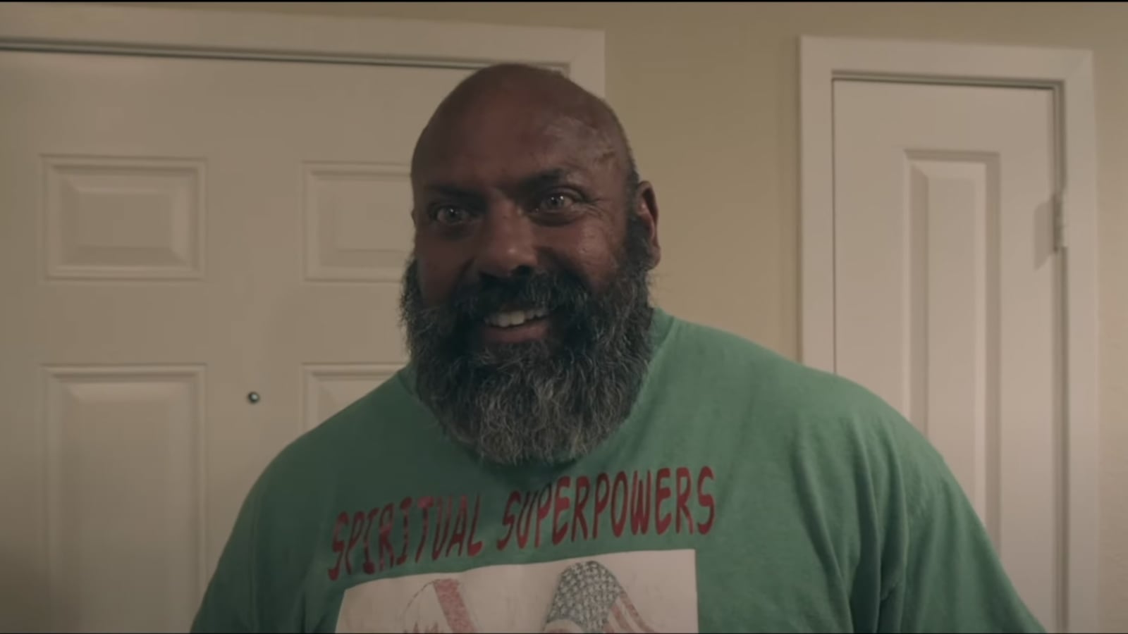 Lenny Persin, the internet icon bodybuilder, smiles