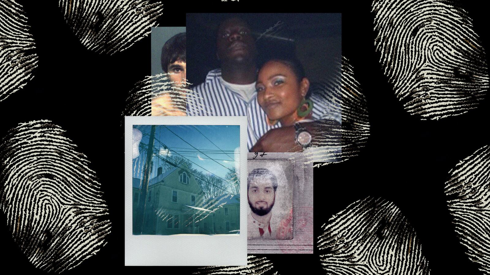 A photo illustration showing the house related to the Waltham murders, two images showing Tamerlan Tsarnaev and Ibragim Todashev and one image of Johnson Aimie “Jay” Edosomwan Jr. and Hibatalla K. Eltilib.